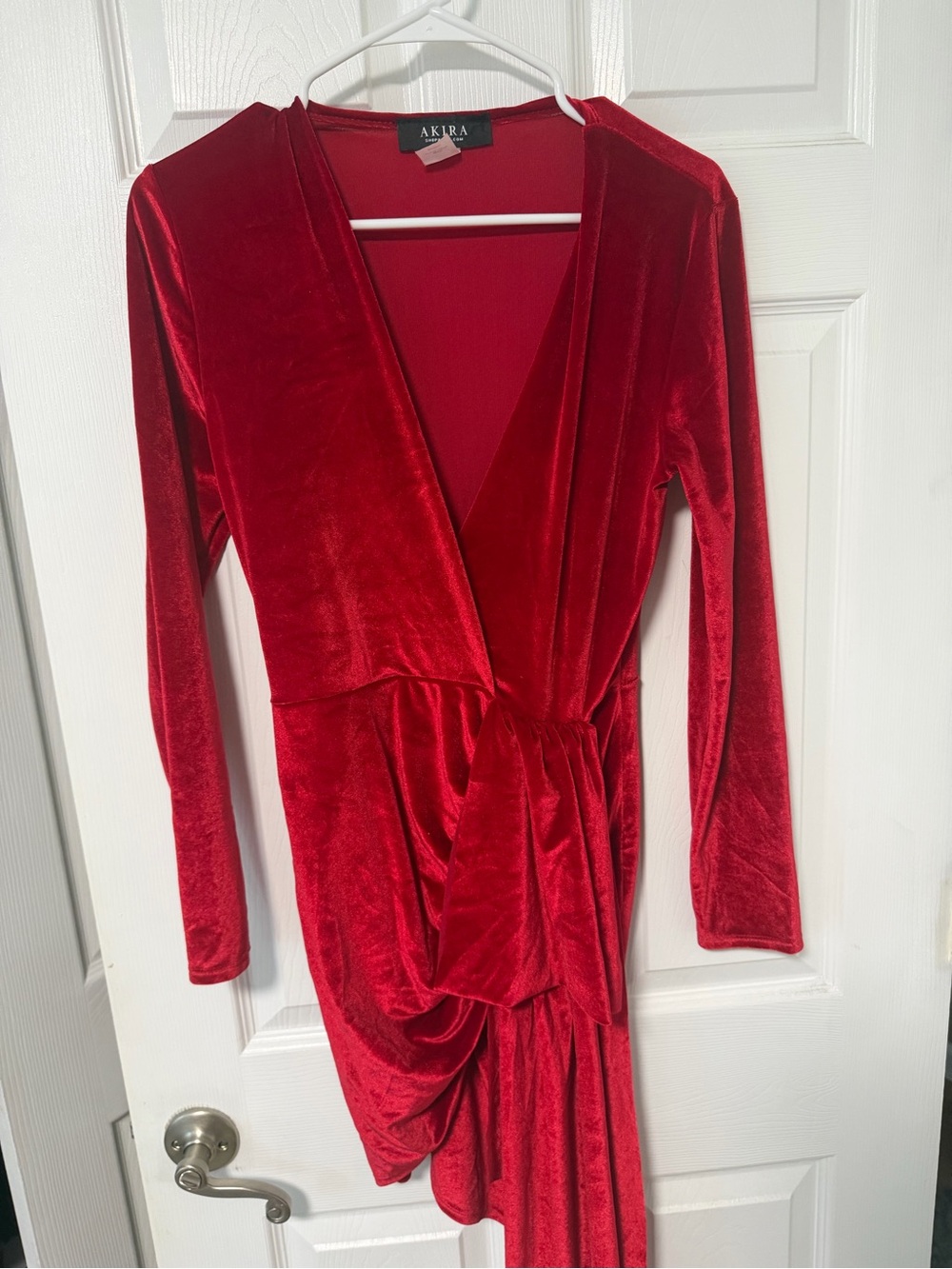 AKIRA Red Velvet Wrap Dress